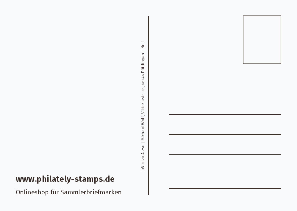 Sammelkarte Nr. 1 aus der Reihe philately-stamps.de - Adressseite