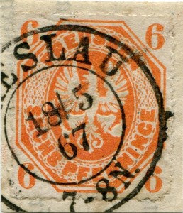 Briefmarke Preußen, Michel 15 a, 6 Pf Adler im Achteck