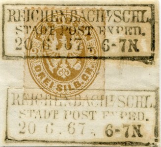 Briefmarke Preußen, Michel 18 a, 3 Sgr Adler im Oval