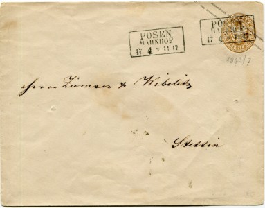 Briefmarke Preußen, Michel U 28 B, Ganzsache 3 Sgr Adler im Oval