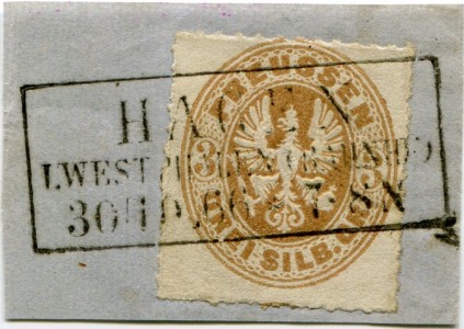 Briefmarke Preußen, Michel 18 a, 3 Sgr Adler im Oval