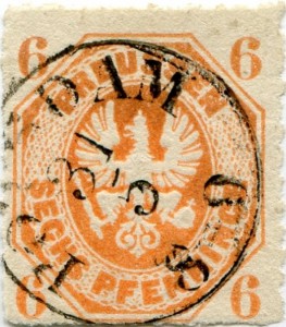 Briefmarke Preußen, Michel 15 a, 6 Pf Adler im Achteck