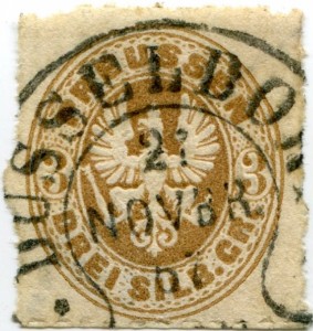 Briefmarke Preußen, Michel 18 a, 3 Sgr Adler im Oval