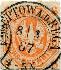 Briefmarke Preußen, Michel 15 a, 6 Pf Adler im Achteck