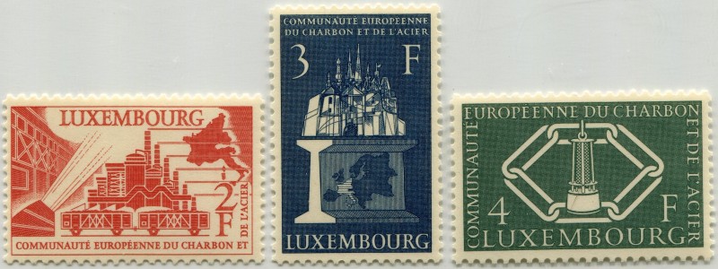 Briefmarke Luxemburg, Michel 552-554, Vier Jahre Montanunion