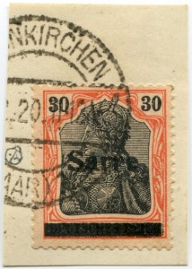 Briefmarke Saargebiet, Michel 10, 30 (Pf) Freimarke
