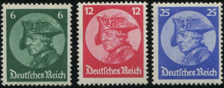 Briefmarke Deutsches Reich, Michel 479-481, Friedrich der GroÃŸe