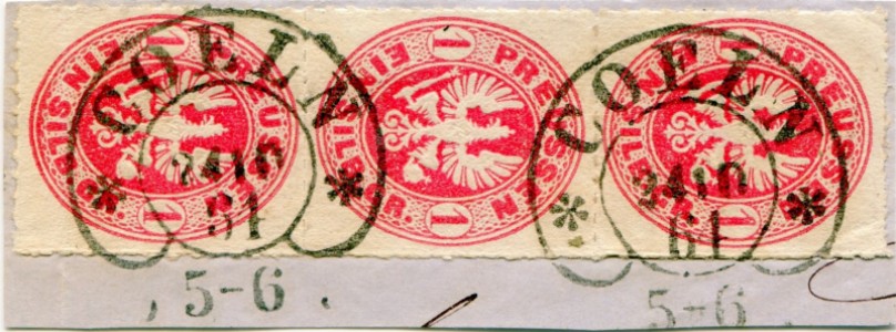 Briefmarke Preußen, Michel 16 a, 1 Sgr Adler im Oval