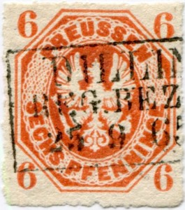 Briefmarke Preußen, Michel 15 a, 6 Pf Adler im Achteck