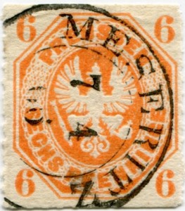 Briefmarke Preußen, Michel 15 a, 6 Pf Adler im Achteck