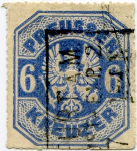 Briefmarke Preußen, Michel 25 a, 6 Kr Adler im Achteck