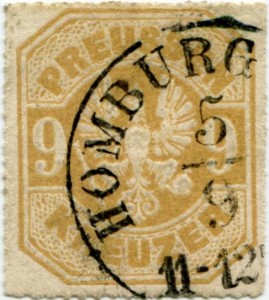 Briefmarke Preußen, Michel 26 a, 9 Kr Adler im Achteck