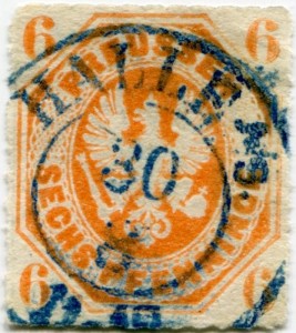 Briefmarke Preußen, Michel 15 a, 6 Pf Adler im Achteck