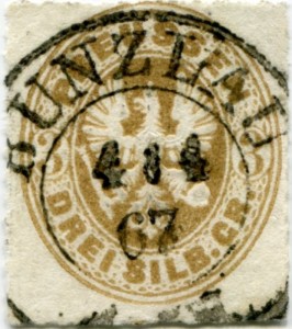 Briefmarke Preußen, Michel 18 a, 3 Sgr Adler im Oval